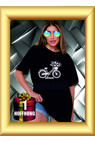HOFFNUNG Unisex Short Sleeve Round Neck Bicycle Flowers Printed Solid Color t...