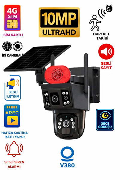 LinaS 4g-Solar Panelli Full Hd 2 Kameralı Güvenlik Kamerası