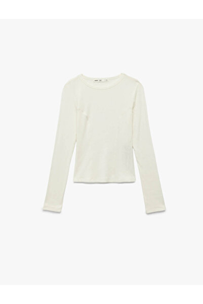 Koton Bluză de damă slim fit semi-transparentă ecru 6WAK80089PK