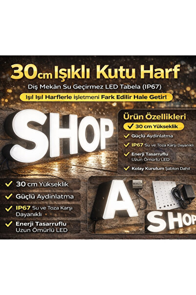 QUICKSIGN ✨ 30 cm Işıklı Kutu Harf – IP67 Su Geçirmez LED Tabela Harfleri ✨