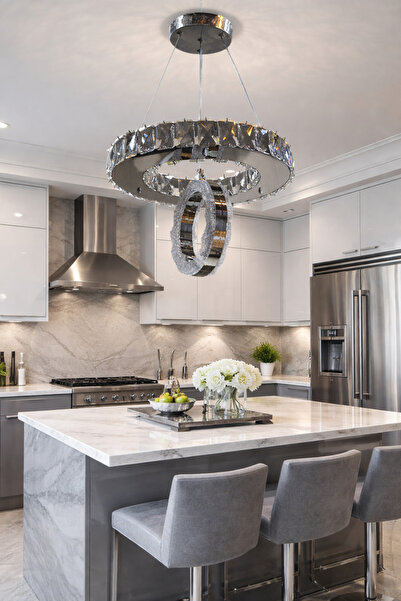 TREND 30LUK KROM DAİRE HALKALI KRİSTAL AVİZE