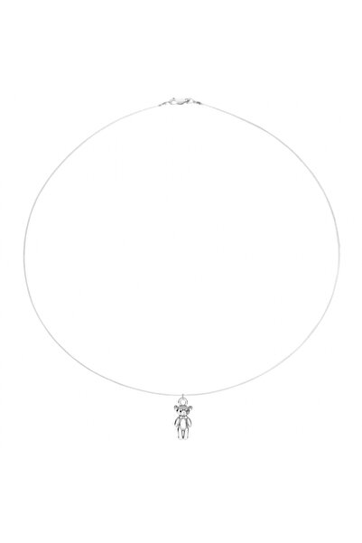 BIJUTERIA NEAGRA Colier din sârmă transparentă cu pandantiv ursuleț din argin...