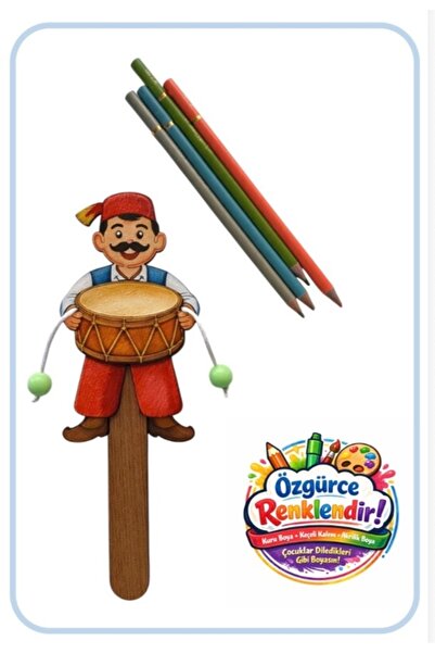 BEBİSBOOK Boyanabilir Ahşap Ramazan Davulcusu – Okul Etkinlik Seti