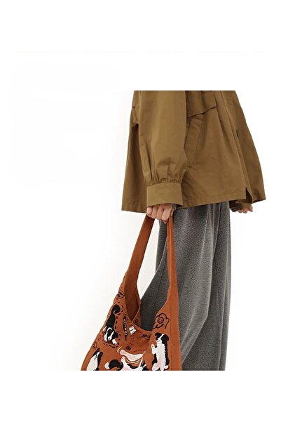 street&bagdnz Black and White Dog Patterned Coffee Functional Design Shoulder Bag Daily Travel Use