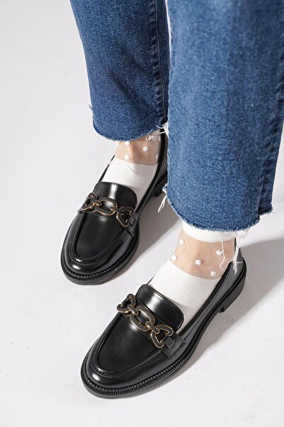 Moda Pie Ransitre Women's Ballerina Flats with Ring Buckle, Black Leather