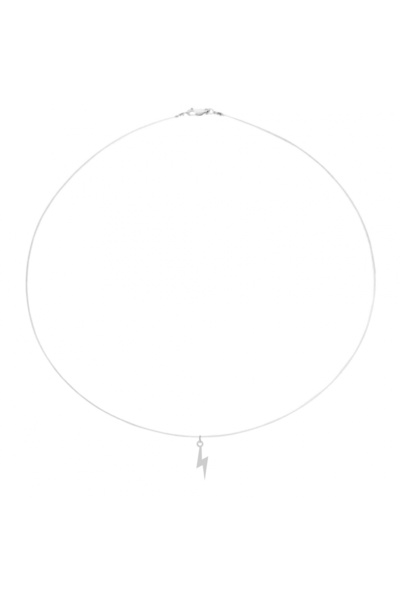 BIJUTERIA NEAGRA Colier din sârmă transparentă cu pandantiv fulger din argint...