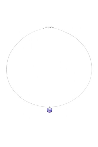 BIJUTERIA NEAGRA Colier din sârmă transparentă cu cristale Swarovski violet î...