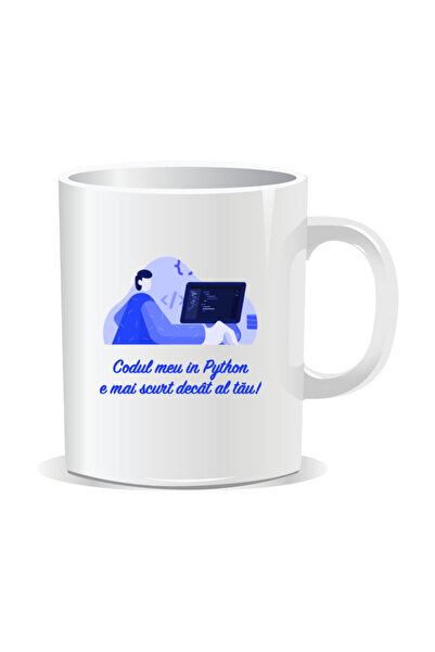 Mug Mania Cana personalizata cu mesaje pentru programatori, Codul meu in Pyth...