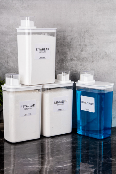 Minya Home 4-Pack Detergent Storage Container Self-Scale Colorful White Black...