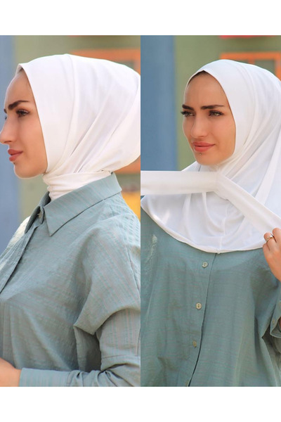 Sahra Şal Dünyası Snap Fastener Bonnet Hijab Swimsuit Top Matching Sea and Po...