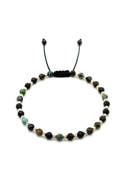 BIJUTERIA NEAGRA Brățară cu bile de aur de 14K și pietre turcoaz