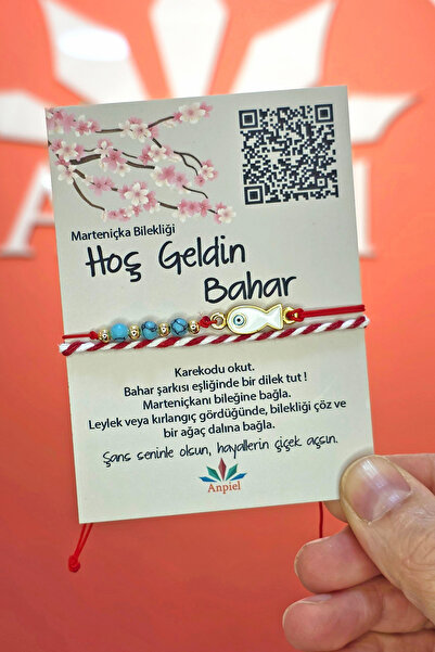 Anpiel Beyaz Balık Turkuaz Doğal Taşlı Şarkı Hediyeli Marteniçka Dilek Bilekl...