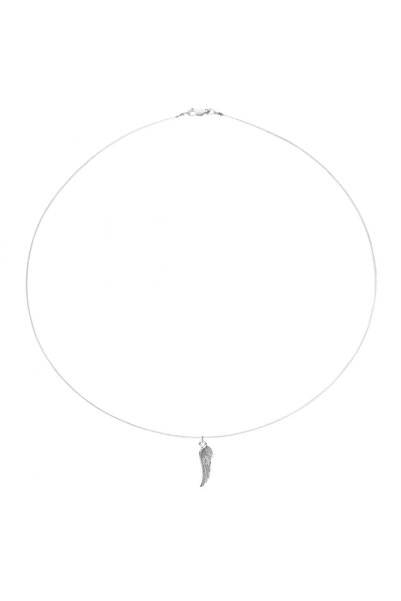 BIJUTERIA NEAGRA Colier din sârmă transparentă cu pandantiv aripă din argint 925