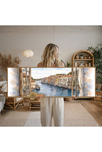 woodhomeworks Tek Parça Gerçek Ahşap Yatay Panorama Çerçeveli Tablo