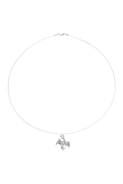 BIJUTERIA NEAGRA Transparent thread necklace with 925 Silver Dragon pendant