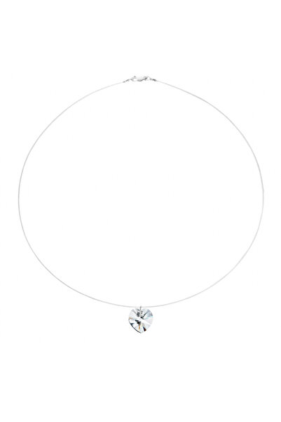 BIJUTERIA NEAGRA Colier din sârmă transparentă cu pandantiv Swarovski cu inim...