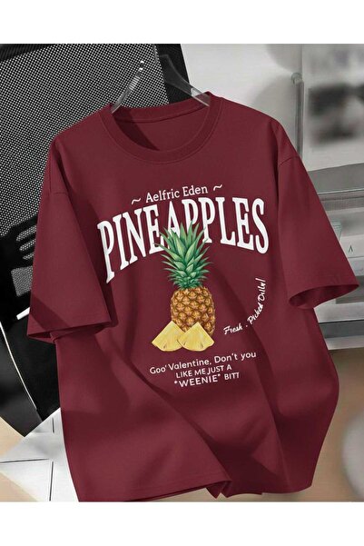 COHERENT تي شيرت قطني كبير الحجم مطبوع عليه أناناس للجنسين للرجال/النساء