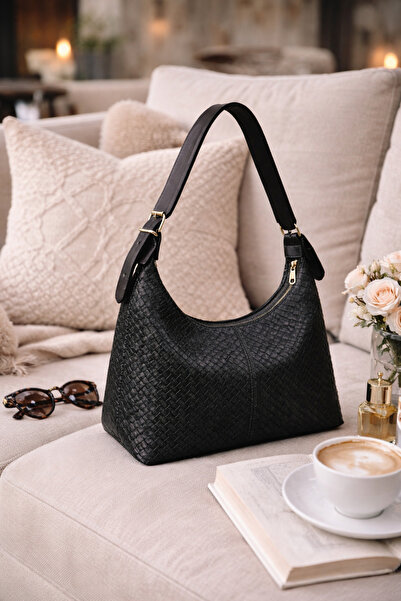 DENSİLA Women's Black Patterned Shoulder Bag