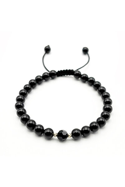 BIJUTERIA NEAGRA Bracelet with 14K GOLD balls and Onyx and Black Precious Cry...