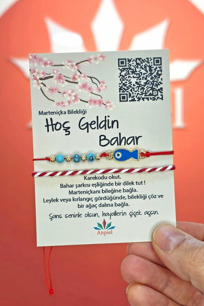 Anpiel Mavi Balık Turkuaz Doğal Taşlı Şarkı Hediyeli Marteniçka Dilek Bilekli...