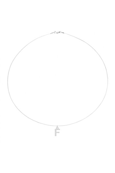 BIJUTERIA NEAGRA Colier din sârmă transparentă cu inițiala F, realizat din ar...