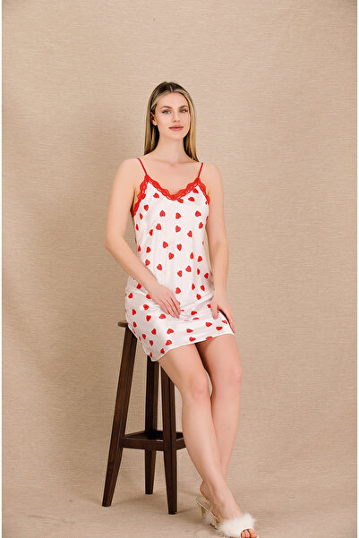 MOPİ Satin Long Sleeve Dressing Gown Lace Detailed Mini Suspender Nightgown 2...