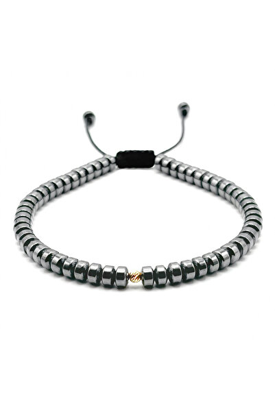 BIJUTERIA NEAGRA Brățară cu bilă din aur de 14K și discuri de hematit