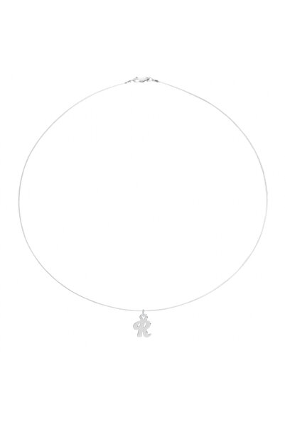 BIJUTERIA NEAGRA Colier din sârmă transparentă cu inițiala R, realizat din ar...