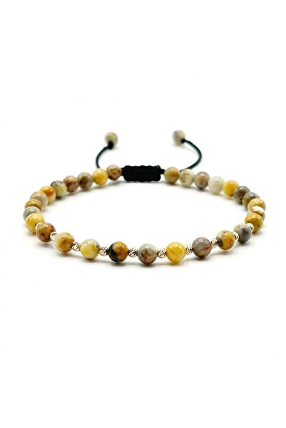 BIJUTERIA NEAGRA Brățară cu 10 bile din aur de 14K și agat