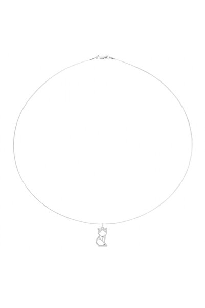 BIJUTERIA NEAGRA Colier din sârmă transparentă cu pandantiv Vulpe din argint 925