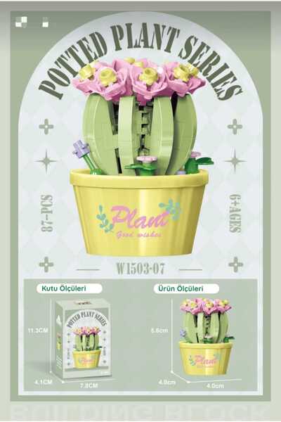 BTİCARET Bricks Saksılı Kaktüs Mini Yapı Blok Seti – Dekoratif Lego Uyumlu (M...