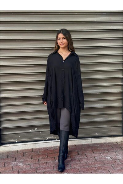 Miss Boheme Black Color Asymmetrical Design Tunic