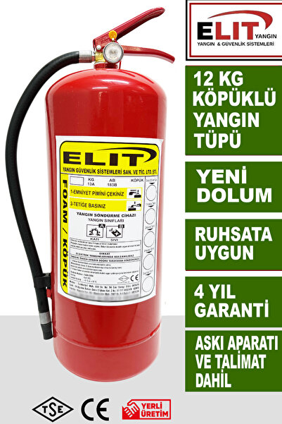 ELİT YANGIN VE GÜVENLİK SİSTEMLERİ 12 Kg Köpüklü Yangın Söndürme Tüpü Ruhsata...
