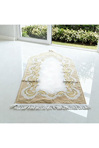Printoot Luxury Prayer Rug with Elegant Name Embroidery Soft Plush Janamaz Pr...