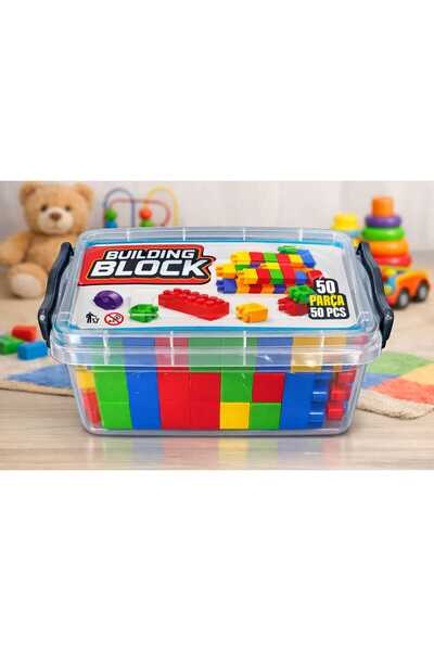 W-Design 50 Parça Yapı Blok Seti Yapı Oyuncakları Saklama Kabıyla