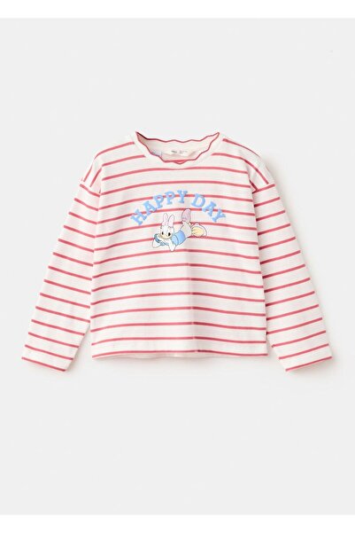 MANGO Baby Daisy desenli çizgili tişört