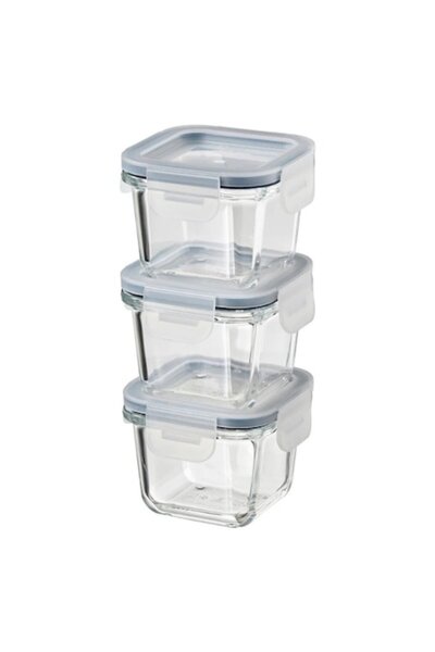 OEM Recipiente alimentare din sticlă cu capac, 3 buc x 180 ml