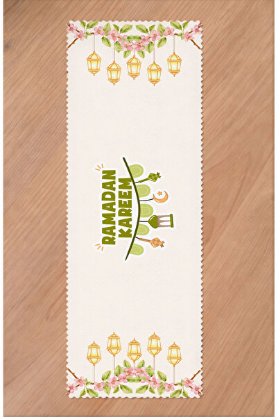 GREENDECOR Ramadan Eid Mubarak Crescent Mosque Floral Pattern Printed Table R...