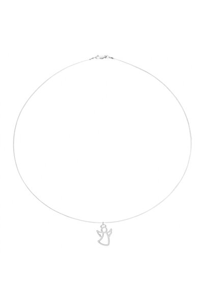 BIJUTERIA NEAGRA Transparent wire necklace with 925 Silver Angel pendant