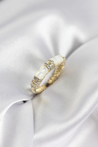 shopwave Zircon Stone Bone Model Gold Color Women's Ring