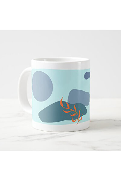 tpkitapevi Abstract Botanical Line Art Themed Porcelain Mug