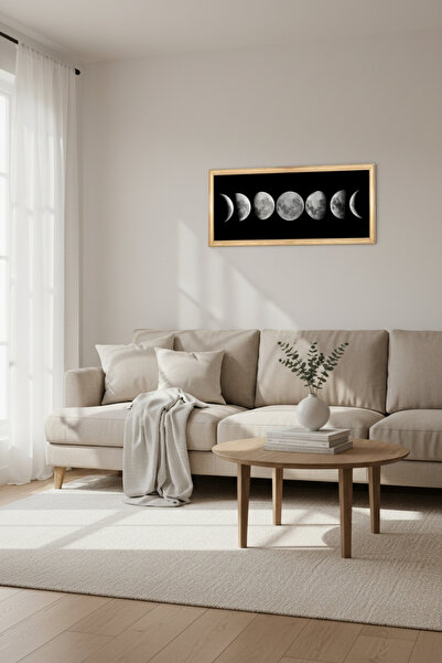 FourArts Ayın Evreleri Tablosu 60x25 cm Çerçeveli Duvar Tablosu – Moon Phases...