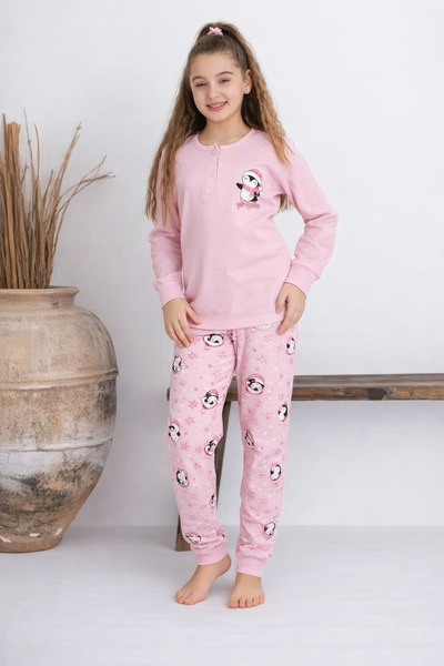 Tarık KIZ ÇOCUK İNTERLOK/MEVSİMLİK ÖZEL TASARIM BASKILI PİJAMA TAKIM