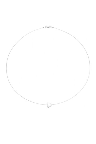 BIJUTERIA NEAGRA Colier din sârmă transparentă cu inimă din sidef