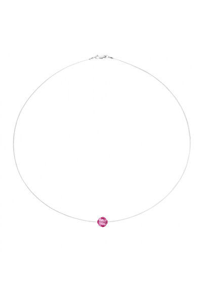 BIJUTERIA NEAGRA Transparent thread necklace with Pink Preciosa Crystal
