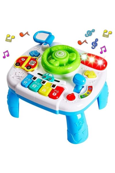 Eom Masuta de activitati 2 in 1 cu blat detasabil, cu Volan, Muzica si sunete...