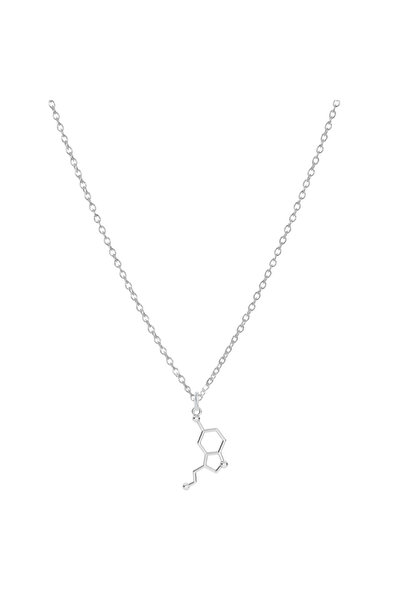 BIJUTERIA NEAGRA Necklace with Serotonin chemical formula pendant made of 925...