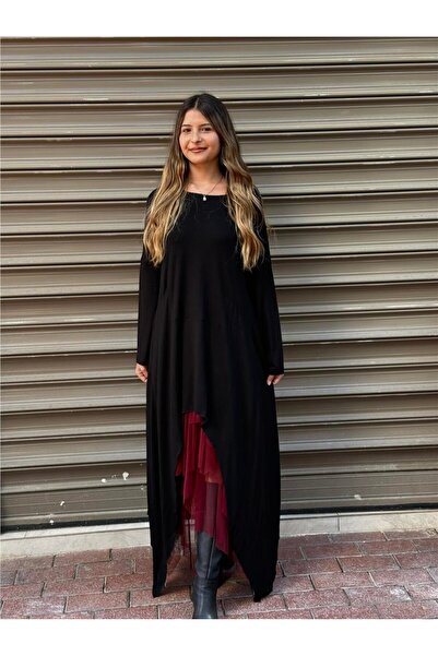 Miss Boheme Black Color Asymmetrical Maxi Long Tunic