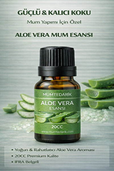 MUMTEDARİK Aloe Vera Kokulu Premium Mum Esansı 20 ml