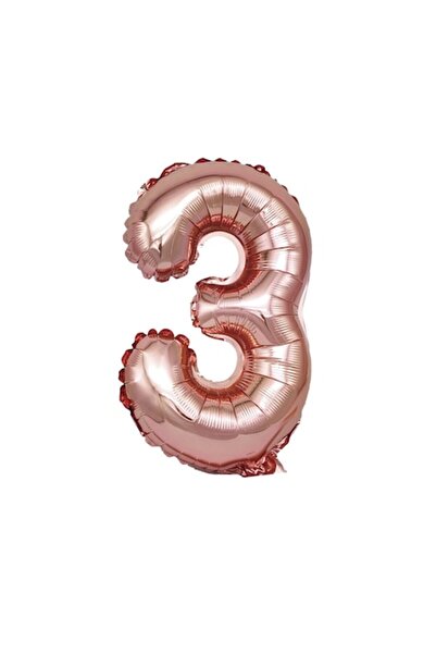 SDX Market Μεταλλικό Μπαλόνι Foil, Αριθμός 3, 100 εκ., Ροζ Χρυσό